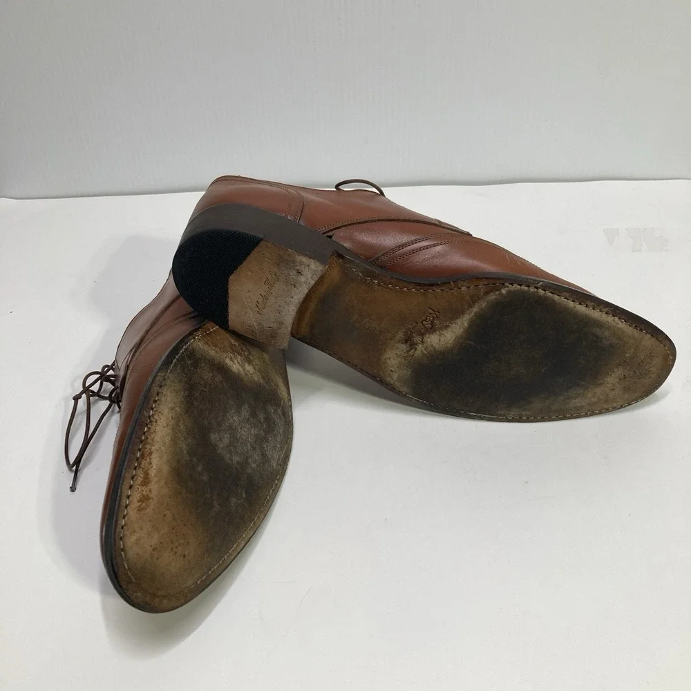 Yves Saint Laurent YSL Lace up Brown Leather Dress Shoes Split Toe Men 42 Oxford